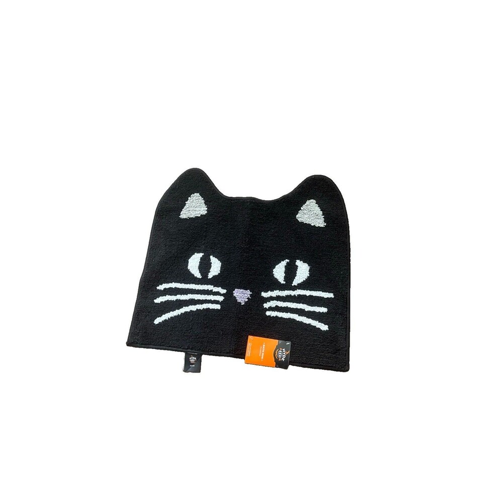 Hyde and EEK! Black Cat Bath Rug Halloween Shaped Non-Skid 19x21 New